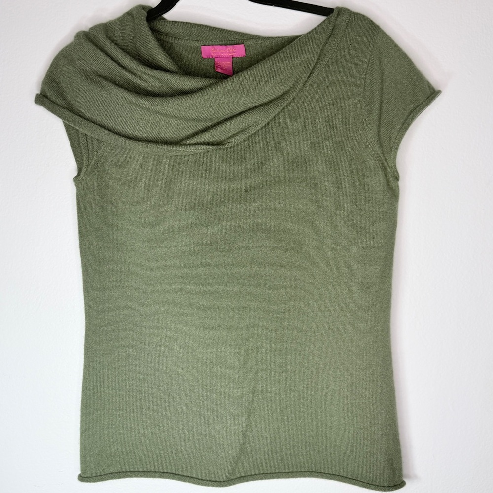 Cashmere Caché 100% 2 Ply Cashmere Draped Foldover Neck Sweater